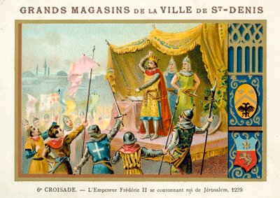 El emperador Federico II se corona rey de Jerusalén, 6ª Cruzada, 1229 de French School